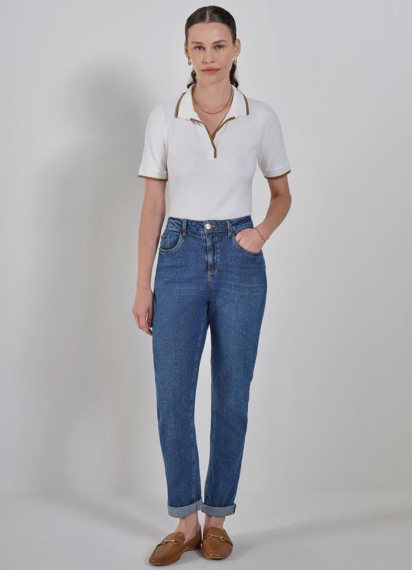 Principessa - Blusa Polo de Malha Canelada Off White Driana Branco 3