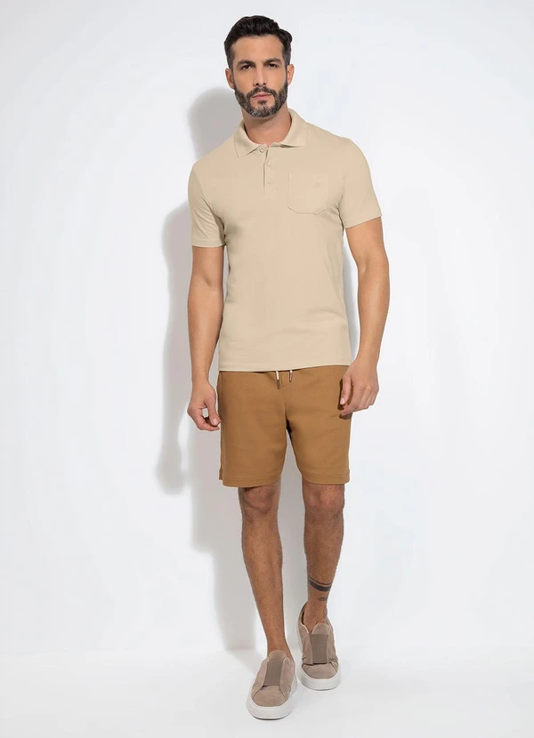 Exco - Camisa Polo em Algodão Bege 3