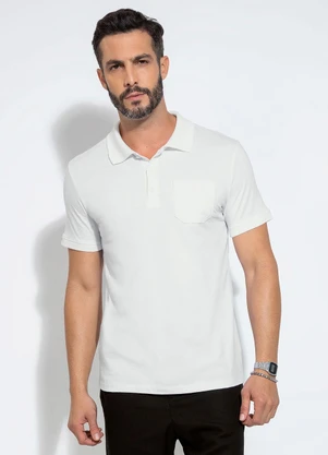 Exco - Camisa Polo em Algodão Branco  - EXCO