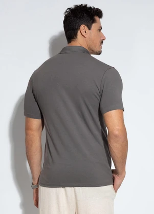 Exco - Camisa Polo em Algodão Cinza - EXCO