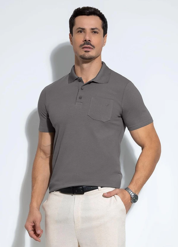 Exco - Camisa Polo em Algodão Cinza