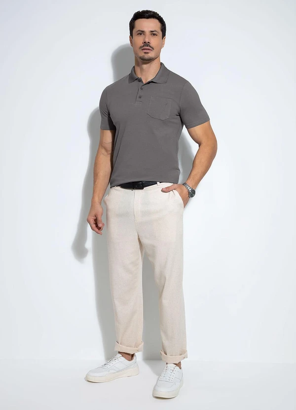 Exco - Camisa Polo em Algodão Cinza 3