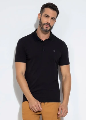 Exco - Camisa Polo em Algodão Preto - EXCO