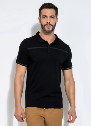 Exco - Camisa Polo em Algodão Preto - EXCO