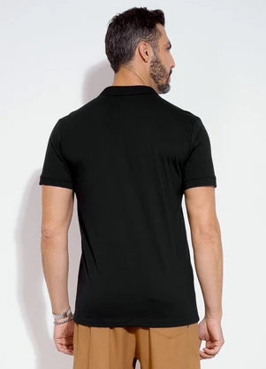 Exco - Camisa Polo em Algodão Preto - EXCO