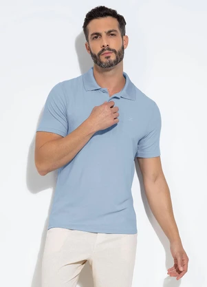 Exco - Camisa Polo em Canelado Azul - EXCO