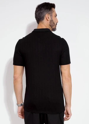 Exco - Camisa Polo em Canelado Preto - EXCO