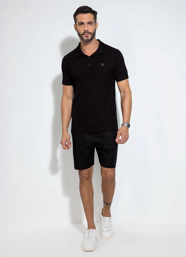 Exco - Camisa Polo em Canelado Preto 3