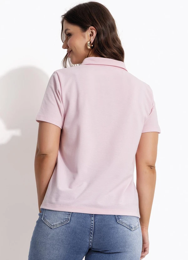 Multimarcas - Camisa Polo em Malha Piquet Rosa 2