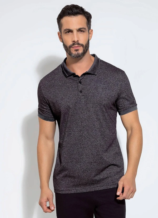 Exco - Camisa Polo em Malha Preto