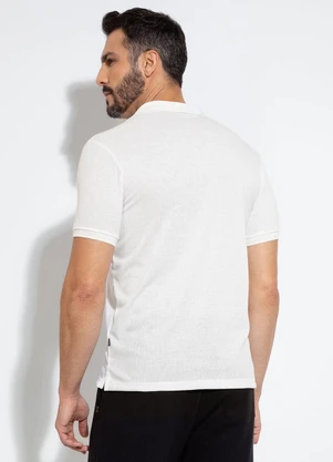Exco - Camisa Polo em Malha Texturizada Branco  - EXCO