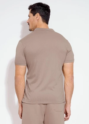 Exco - Camisa Polo em Malha Texturizada Marrom - EXCO