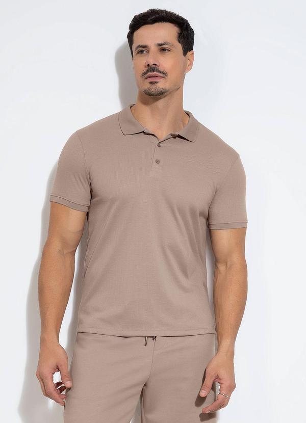 Exco - Camisa Polo em Malha Texturizada Marrom