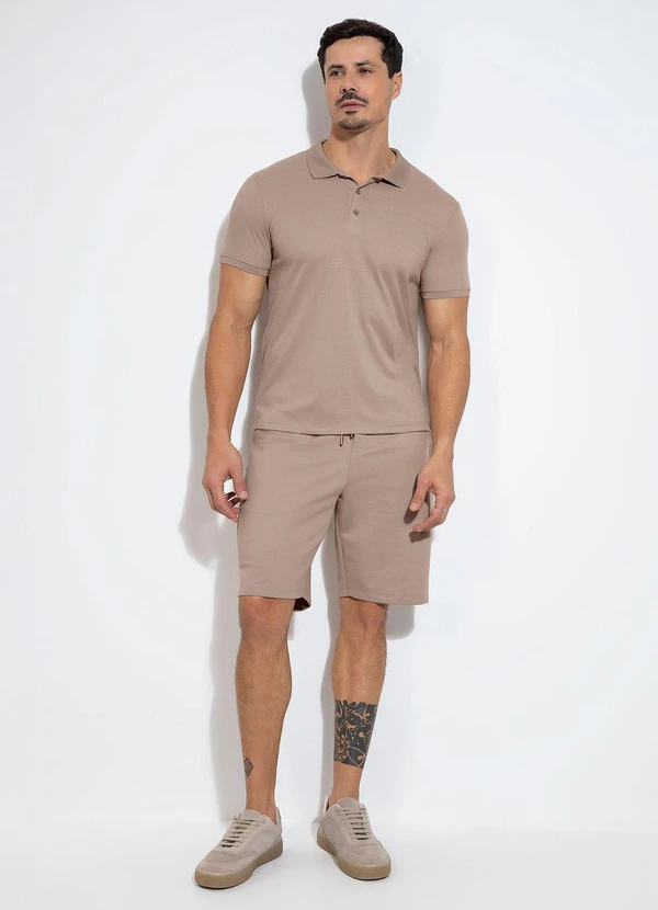 Exco - Camisa Polo em Malha Texturizada Marrom 3