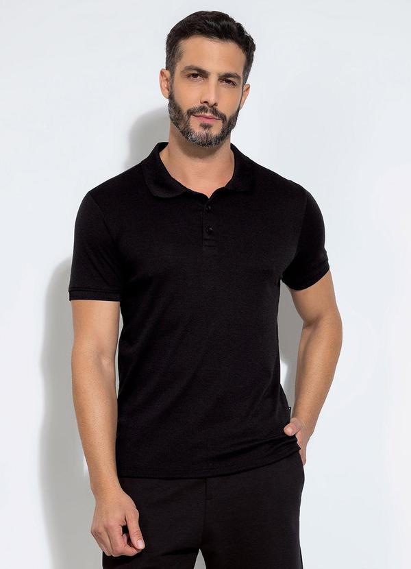 Exco - Camisa Polo em Malha Texturizada Preto