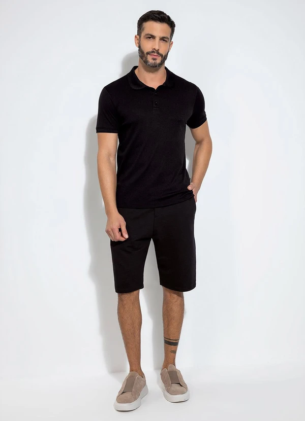 Exco - Camisa Polo em Malha Texturizada Preto 3