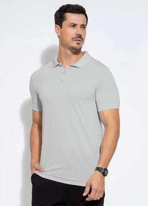 Exco - Camisa Polo em Piquet Cinza - EXCO