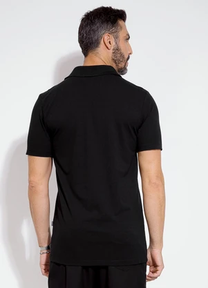Exco - Camisa Polo em Piquet Preto - EXCO