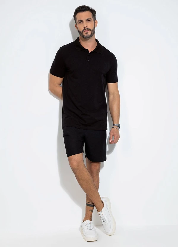 Exco - Camisa Polo em Piquet Preto 3