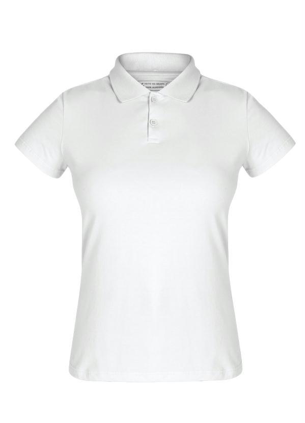 Basicamente - Camisa Polo Feminina Branca com Mangas Curtas 5
