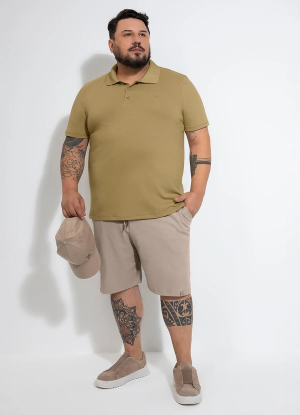 Exco - Camisa Polo Plus em Algodão Bege 3