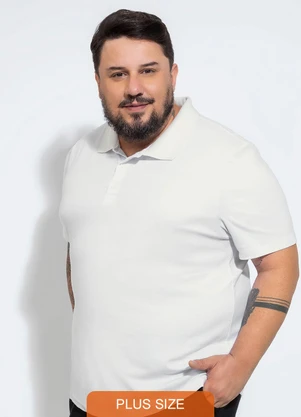 Exco - Camisa Polo Plus em Algodão Branco  - EXCO
