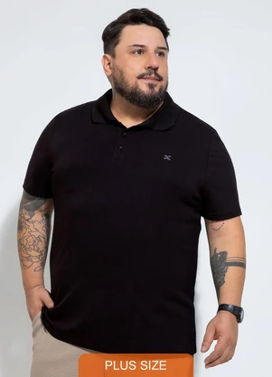 Exco - Camisa Polo Plus em Algodão Preto - EXCO