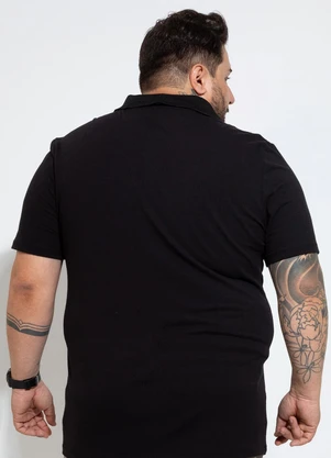 Exco - Camisa Polo Plus em Algodão Preto - EXCO