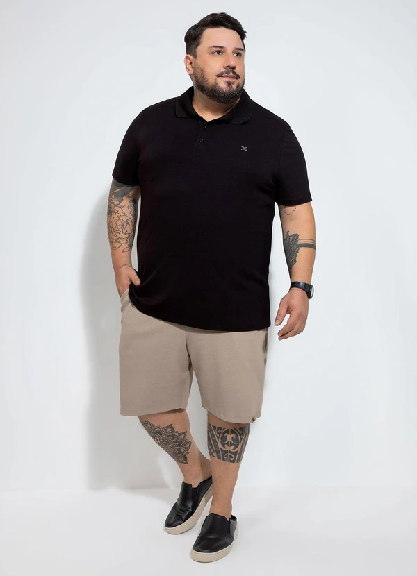 Exco - Camisa Polo Plus em Algodão Preto 3