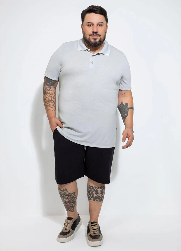 Exco - Camisa Polo Plus em Piquet Cinza 2