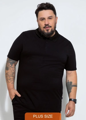 Exco - Camisa Polo Plus em Piquet Preto - EXCO
