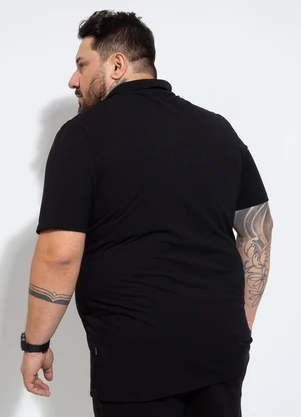 Exco - Camisa Polo Plus em Piquet Preto - EXCO