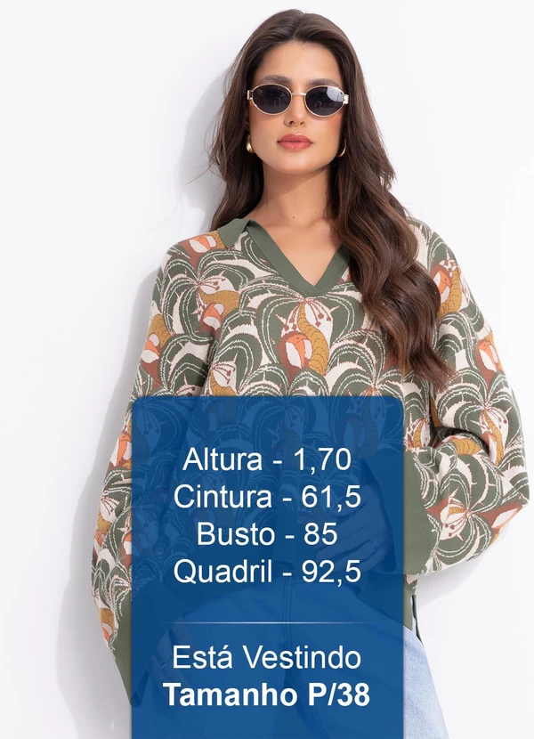 Farm - Casaco Polo Tricot Jacquard Banana da Terra Bege 4