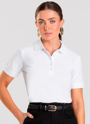 Dianna - Polo Feminina Piquet Básica Branco - DIANNA
