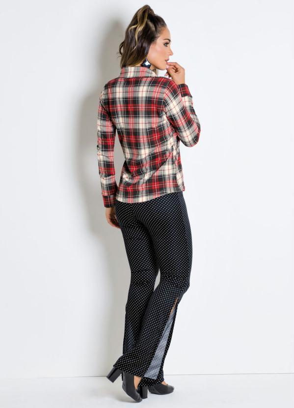 Outlet - Camisa Feminina Xadrez Vermelha 9