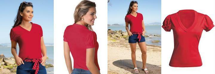 Blusa em Helanca Decote V Vermelha