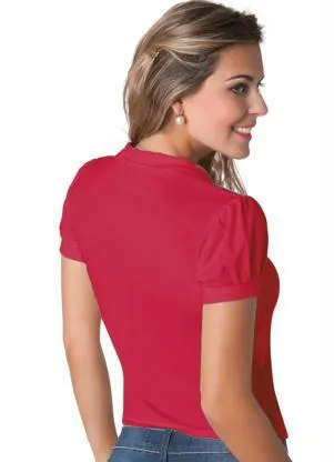 Moda Pop - Blusa em Helanca Decote V Vermelha - MODA POP