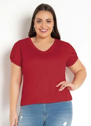 Moda Pop - Blusa em Helanca Decote V Vermelha - MODA POP