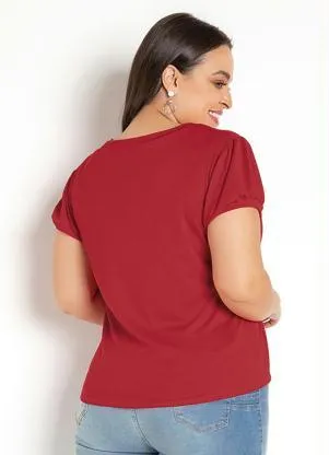 Moda Pop - Blusa em Helanca Decote V Vermelha - MODA POP