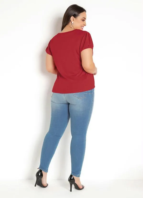 Moda Pop - Blusa em Helanca Decote V Vermelha 9