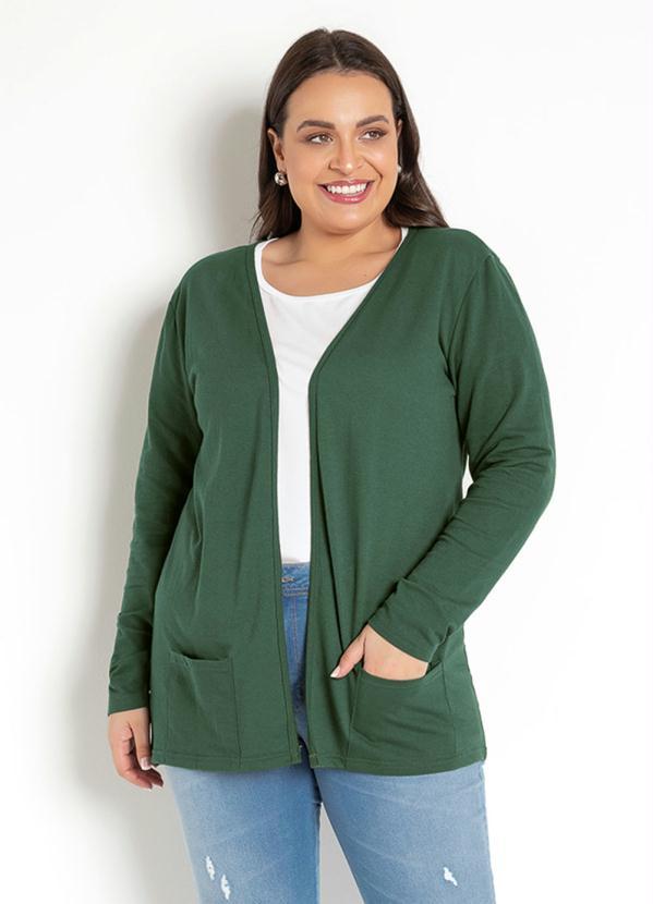 Outlet - Blazer Moletinho Verde Musgo com Bolsos Frontais 11