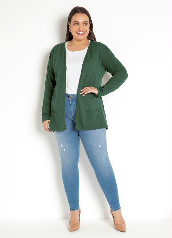 Outlet - Blazer Moletinho Verde Musgo com Bolsos Frontais 14