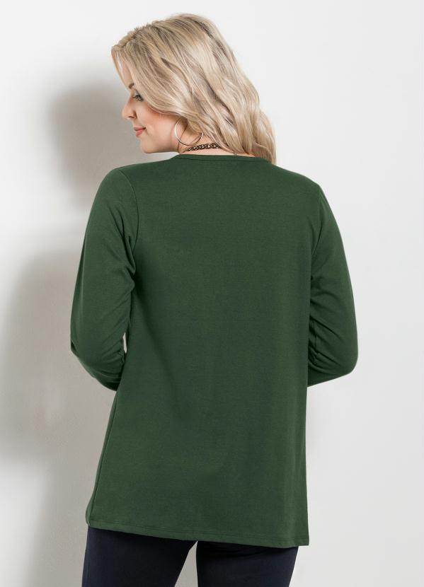 Outlet - Blazer Moletinho Verde Musgo com Bolsos Frontais 2