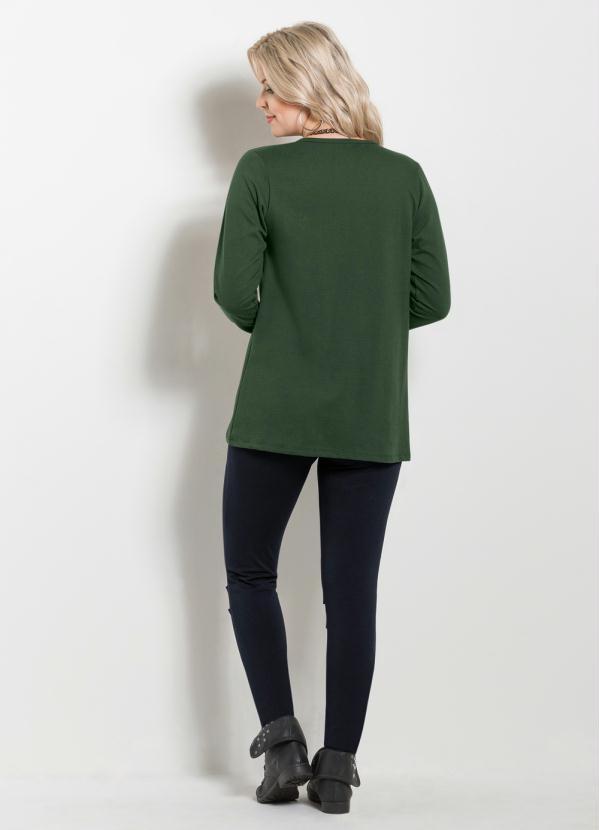 Outlet - Blazer Moletinho Verde Musgo com Bolsos Frontais 5