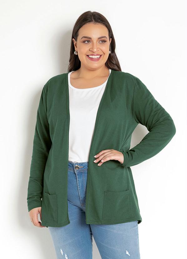 Outlet - Blazer Moletinho Verde Musgo com Bolsos Frontais 9