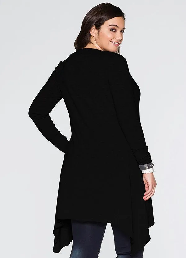 bonprix - Cardigan de Malha Assimétrico Preto 8