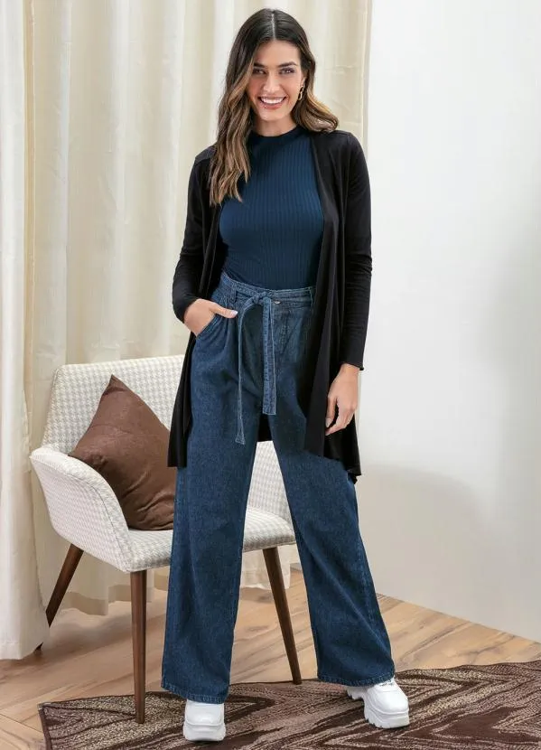 bonprix - Cardigan de Malha Assimétrico Preto 7