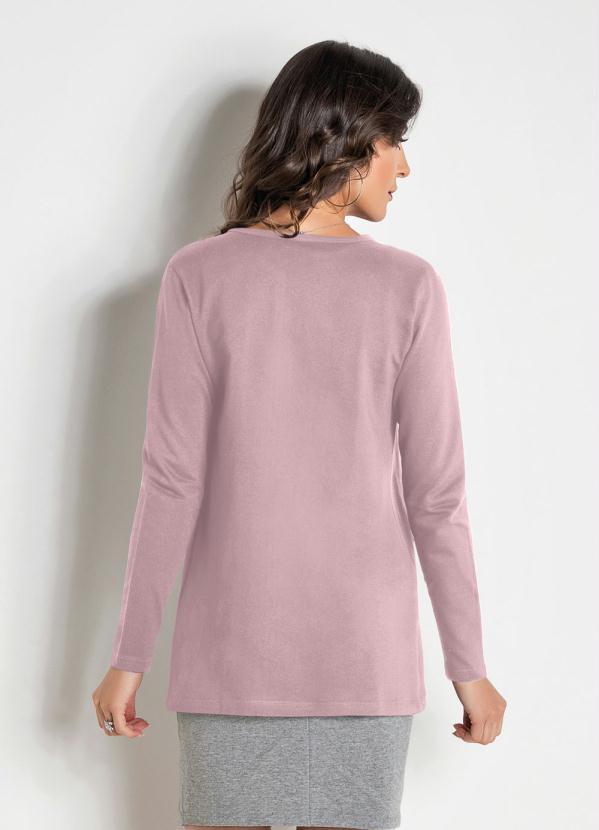 Moda Pop - Blazer em Moletinho Manga Longa com Bolso Rosê 2