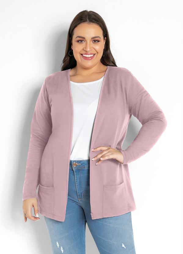 Moda Pop - Blazer em Moletinho Manga Longa com Bolso Rosê 3