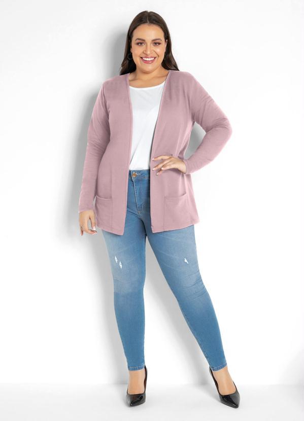 Moda Pop - Blazer em Moletinho Manga Longa com Bolso Rosê 5